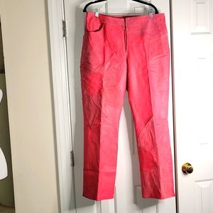 Metrostyle Leather and Suede Pants with Flower Design